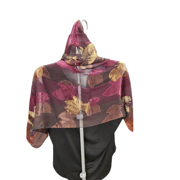 Sheer Chiffon Scarf With Vibrant Leaf Print 35x35 Inches Liz Claiborne - Picture 11 of 11